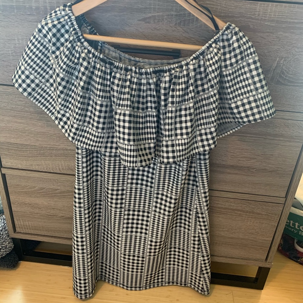 Off the shoulder gingham dress